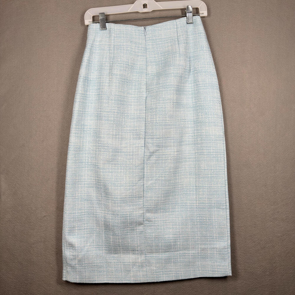 Love‎ Bonito Light Blue Button-Front Bevelyn Textured Column Midi Skirt Sz 4 - Picture 2 of 8
